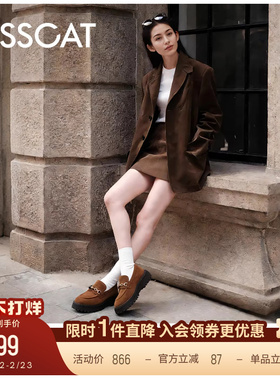 KISSCAT接吻猫26春新经典厚底乐福鞋通勤复古乐福鞋舒适小皮鞋女