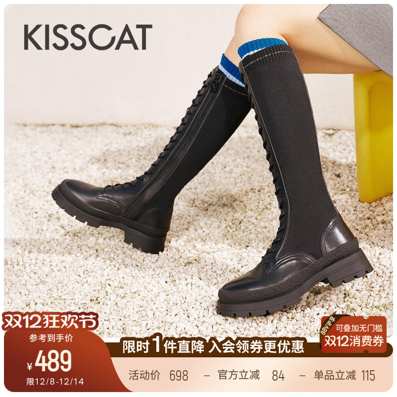 冬季粗跟时装靴接吻猫炸街