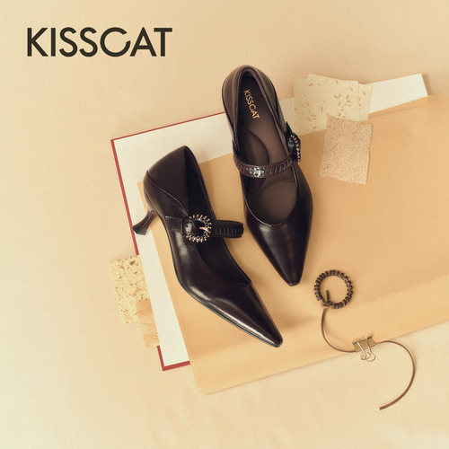 KISSCAT接吻猫[巴黎织梦]26秋新品复古精致通勤百搭玛丽珍高跟鞋