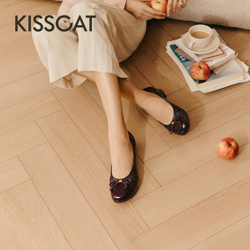 KISSCAT接吻猫[沙发故事]通勤单鞋舒适一脚蹬不累脚软底浅口单鞋