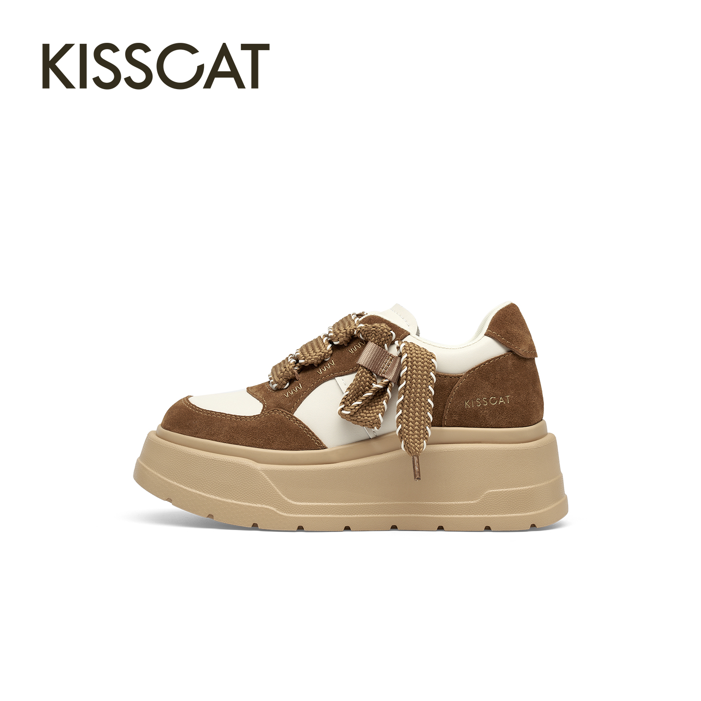 【好物体验专享】接吻猫[南瓜车]厚底鞋26春新通勤休闲板鞋小白鞋