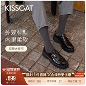 孟克鞋 增高黑色乐福鞋 KISSCAT接吻猫 小D扣 董璇 毛晓彤同款