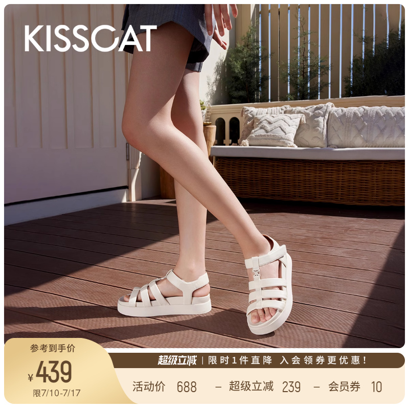 接吻猫轻便复古休闲凉鞋