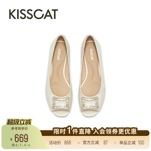 26春新时尚 KISSCAT接吻猫 银锭系列 鱼嘴鞋 通勤百搭圆头浅口单鞋