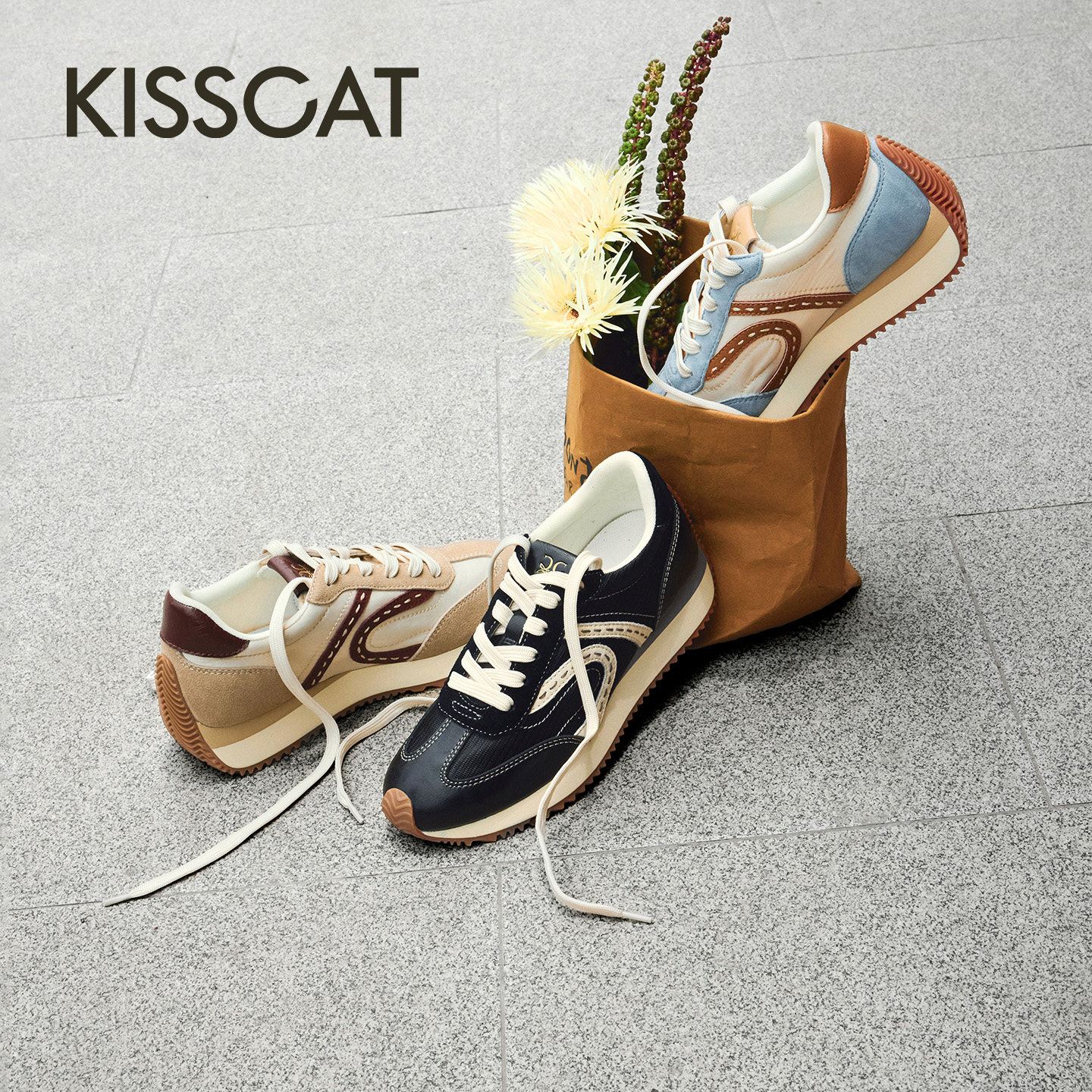 KISSCAT接吻猫26新品夏季时尚运动鞋复古轻量阿甘德训鞋休闲鞋女