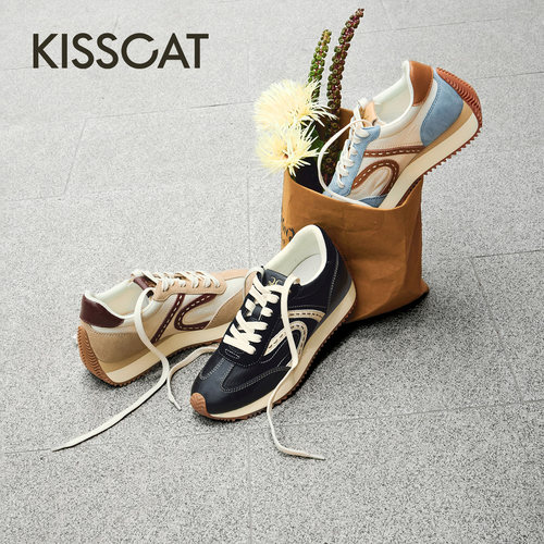 KISSCAT接吻猫26新品夏季时尚运动鞋复古轻量阿甘德训鞋休闲鞋女