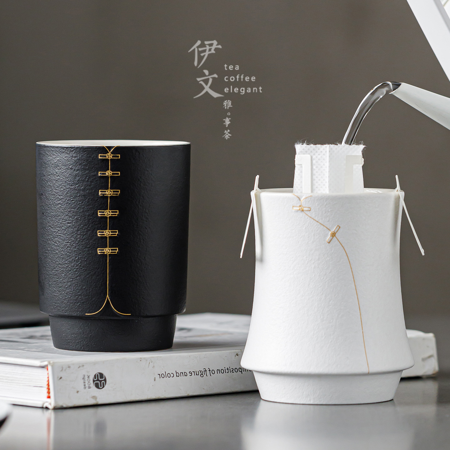 伊文陶瓷敬茶杯中式情侣对杯