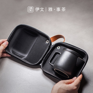 陶瓷快客杯一壶二杯便携式 旅行功夫茶具泡茶壶套装 茶壶车载泡茶小