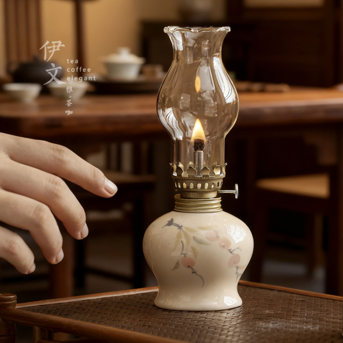 伊文陶瓷酥油灯卧室小夜灯