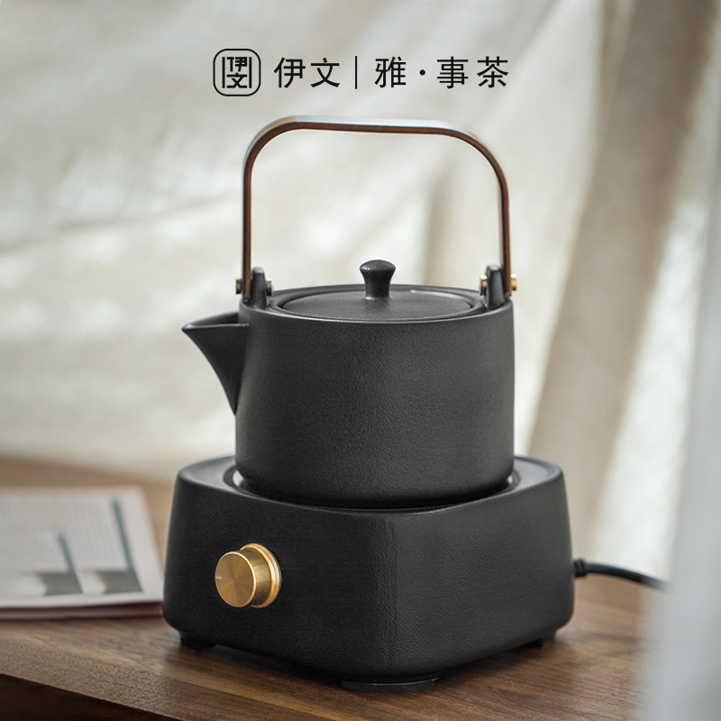 伊文陶瓷煮茶壶套装日式家用电陶炉办公室烧水壶小型煮茶器泡茶壶