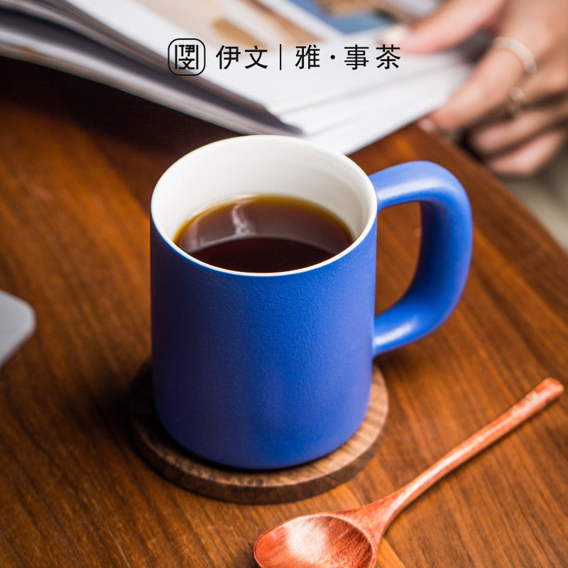 克莱因蓝咖啡杯家用办公滤杯套装专用陶瓷杯子高档精致咖啡器具