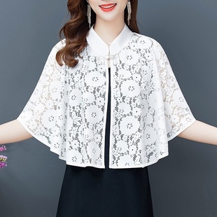 复古披风女夏季 配裙子防晒蕾丝小外套搭配旗袍宽松外搭仙气披肩女