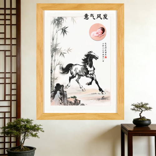北京上门新生儿马年生肖胎毛画
