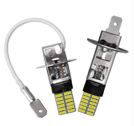 汽车LED防雾灯H1 H3 4014 24灯雾灯改装通用前雾灯泡解码恒流