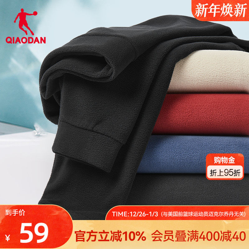 中国乔丹运动抓绒卫衣男士2025冬季情侣休闲保暖圆领内搭套头衫男