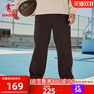 乔丹平口长裤商场同款2026秋季新款男宽松加绒运动远红外保暖直筒