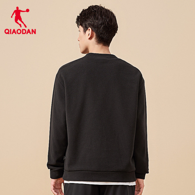 乔丹冬季加绒保暖圆领套头卫衣男