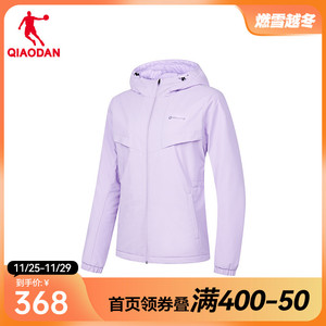 中国乔丹商场同款梭织棉服2023冬季新款保暖连帽女休闲保暖防风