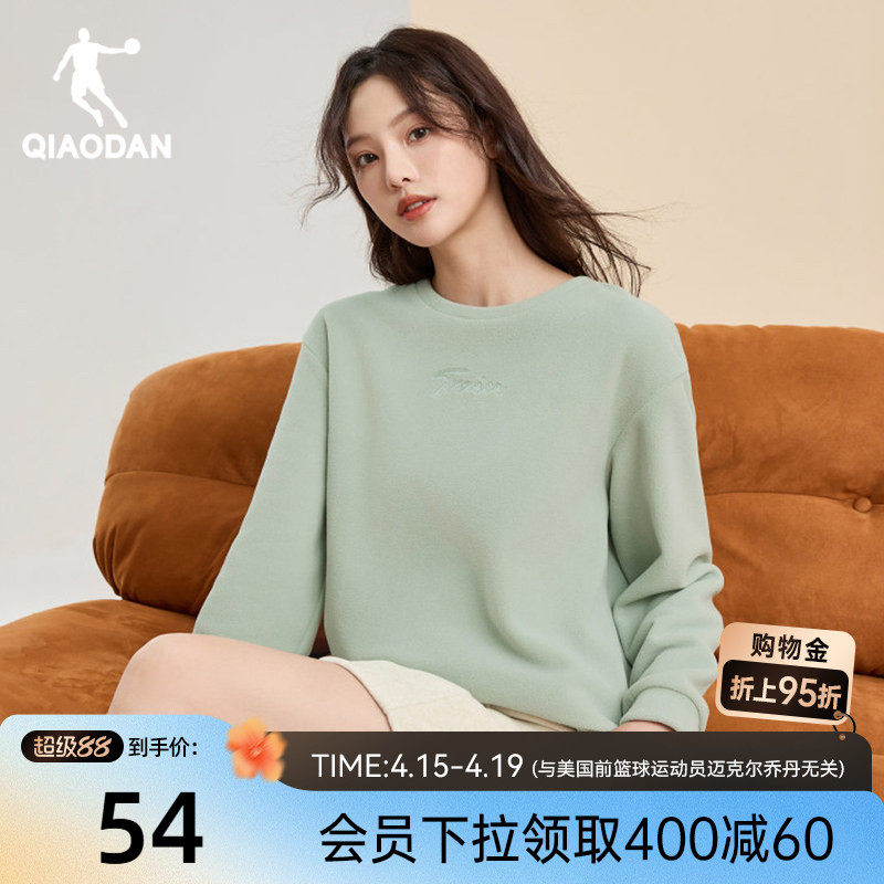 乔丹运动卫衣女2025年冬季新款加绒保暖上衣圆领时尚舒适套头衫女