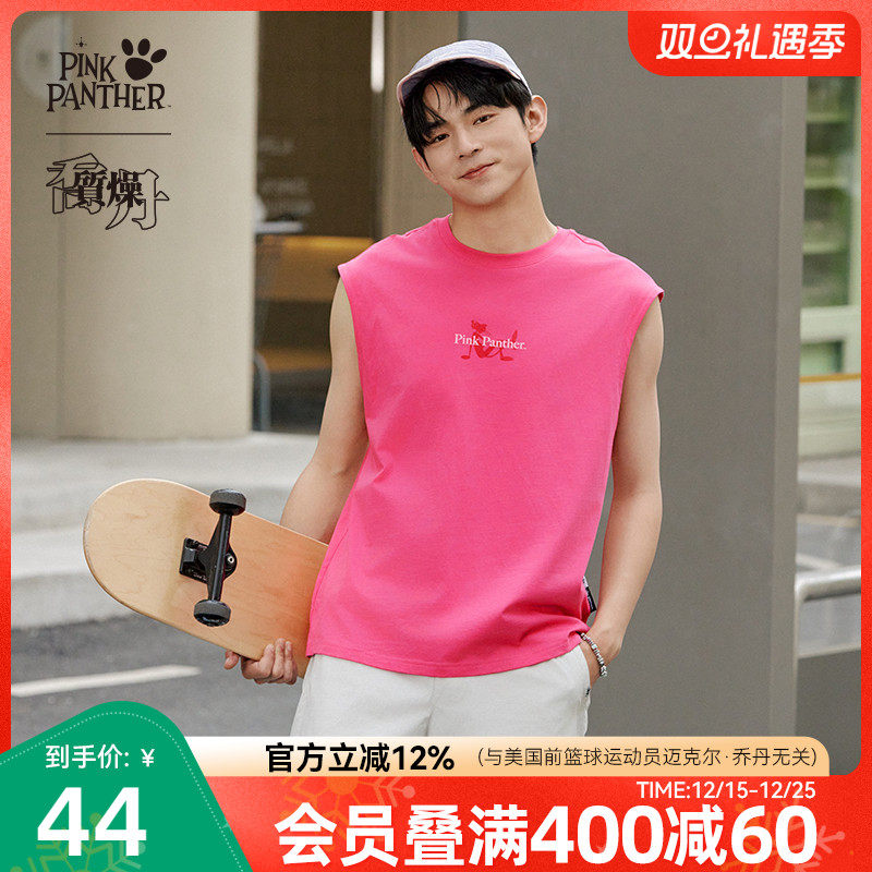 乔丹X粉红豹联名运动背心男2025夏季新款宽松休闲透气无袖t恤男