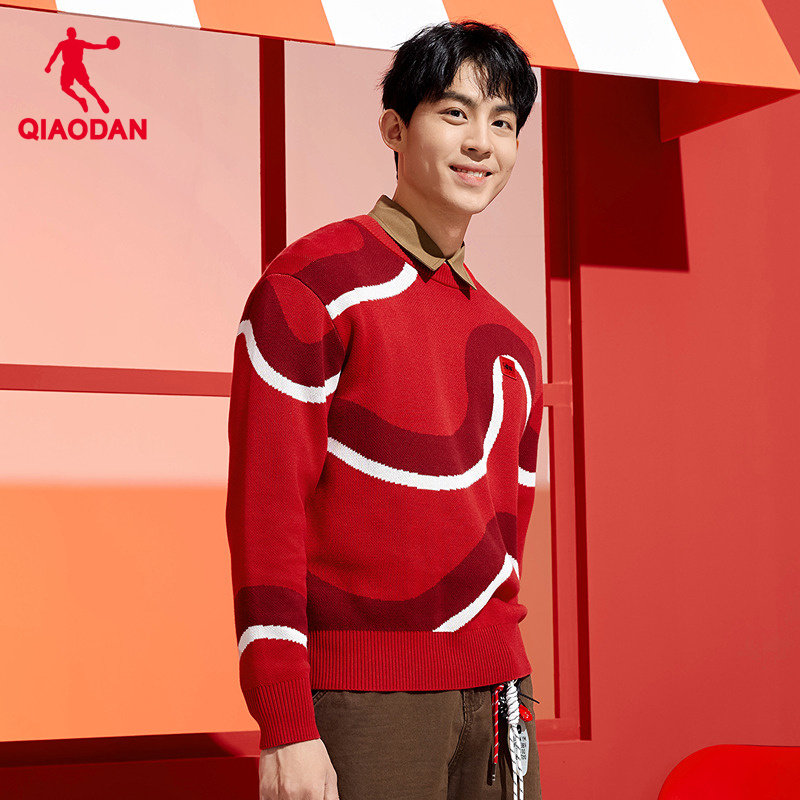 乔丹运动卫衣男款2026新款红色本命年马年衣服新年鸿运穿搭针织男