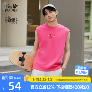 t恤男 宽松休闲透气无袖 乔丹X粉红豹联名运动背心男2026春季 新款