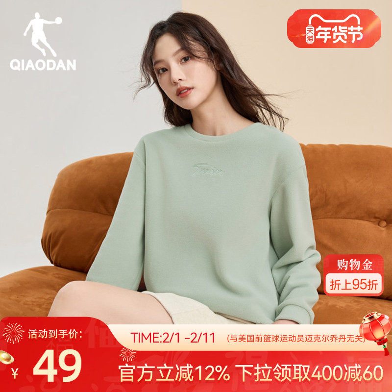 乔丹运动卫衣女2025年冬季新款加绒保暖上衣圆领时尚舒适套头衫女