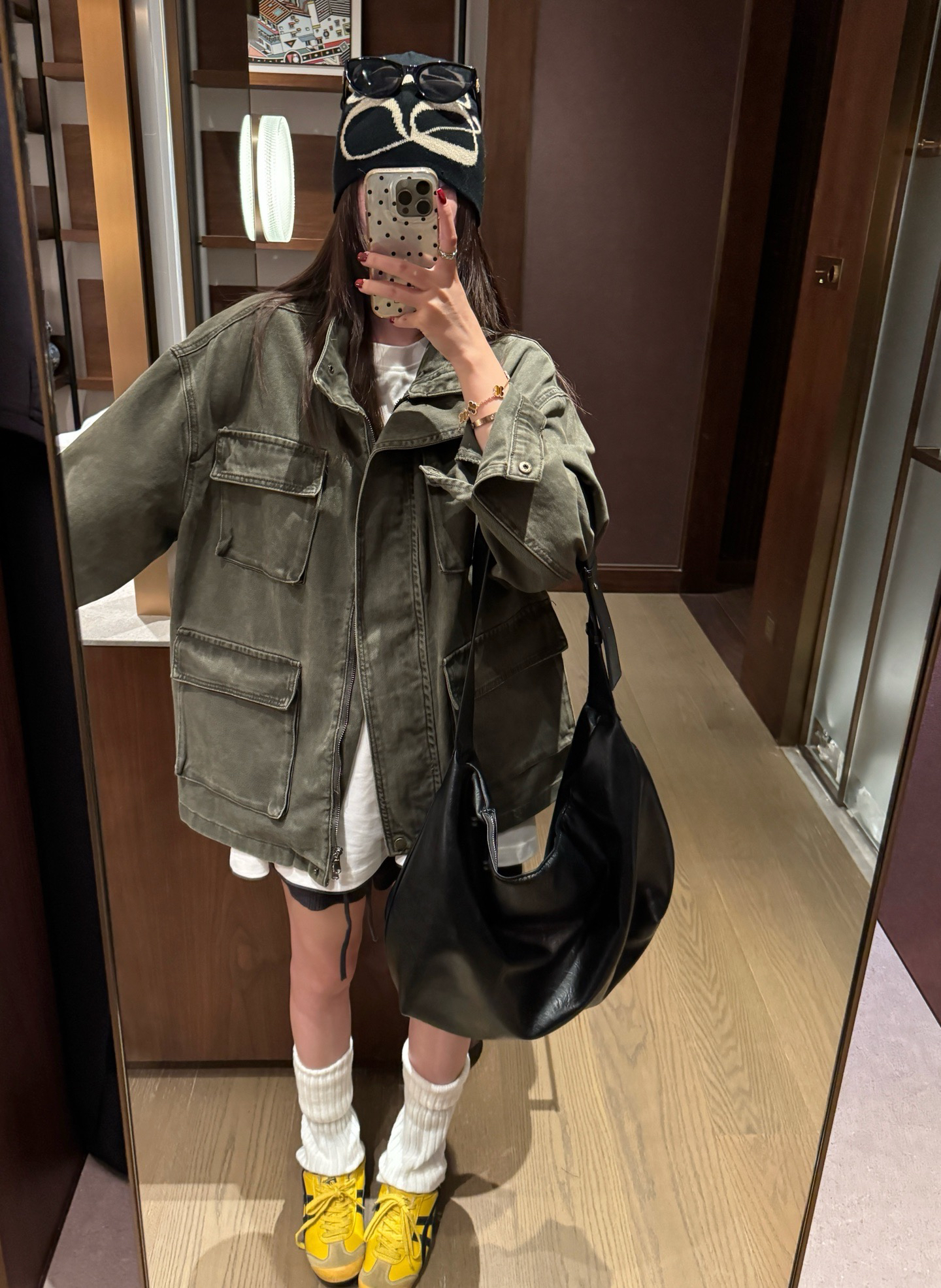 复古做旧慵懒风立领大口袋工装外套2025秋宽松阔版休闲夹克上衣女