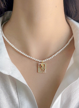 高级感轻奢玫瑰珍珠项链小众设计
