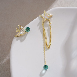 蓝色耳环高级感夏天浪漫海洋系列海星耳钉特别设计感耳坠小众超仙