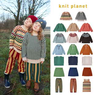 23aw 现货 planet 裙子 Knit 秋冬复古撞色美利奴羊毛针织毛衣长裤