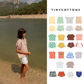 短裤 折 子 清凉舒适短袖 衬衣T恤上衣 tinycottons 春夏儿童有机棉
