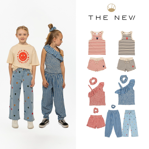 现货 丹麦 THE NEW 25SS 春夏儿童条纹套装背心长裤花边上衣