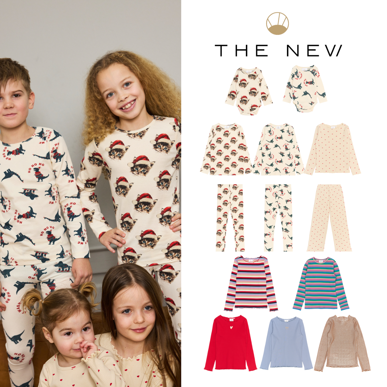 现货 丹麦 THE NEW 25AW 秋冬儿童圣诞打底T恤上衣家居服套装