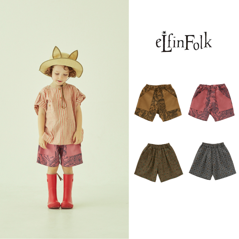 儿童民族风大口袋廓形中裤