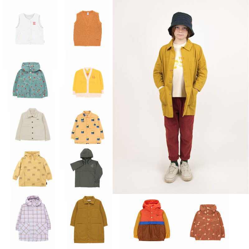 할인 명소TINYCOTTONS 어린이 유행 후드 윈드 브레이커 데님 재킷 재킷 조끼