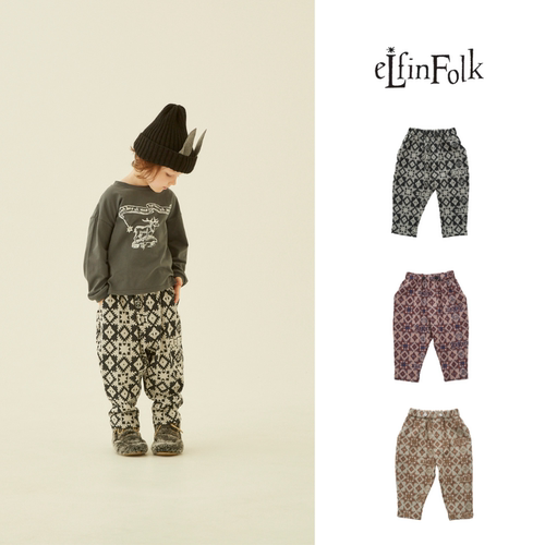 儿童可爱民族风印花长裤老爹裤