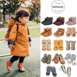 正品荷兰 Donsje 婴童动物造型真皮手工皮靴 秋冬加绒短靴 学步鞋