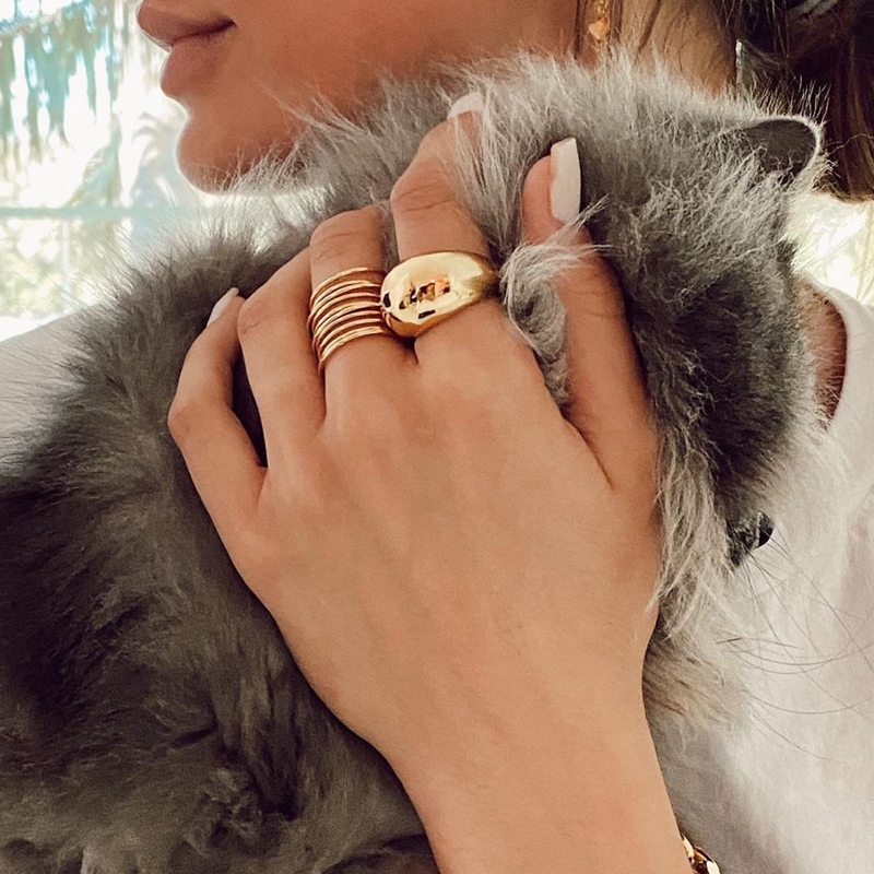 欧美小众百搭宽版光面豆ins戒指