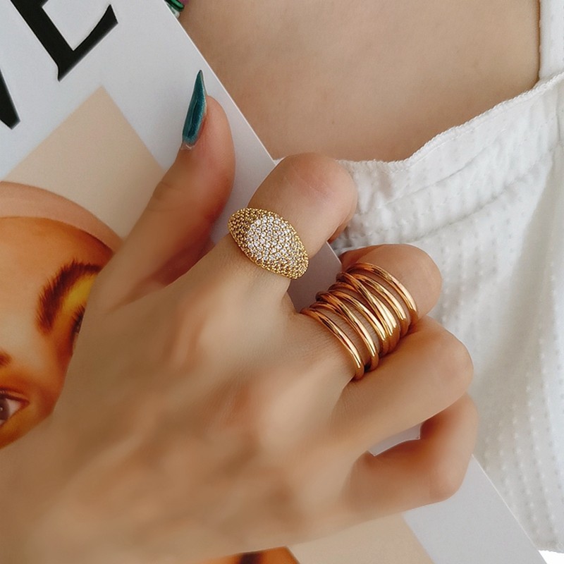 ins满钻百搭简约极简素圈戒指女