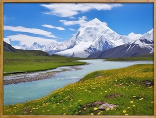 萨普神山 数字油画diy西藏风景解闷简单手工画涂鸦填色摆件装饰画