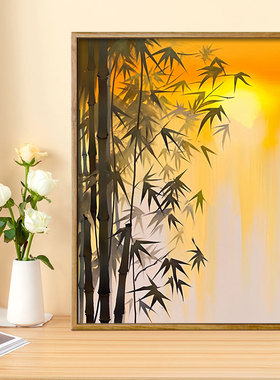 竹报平安 数字油画diy 节节高 胸有成竹好寓意治愈手工填色装饰画