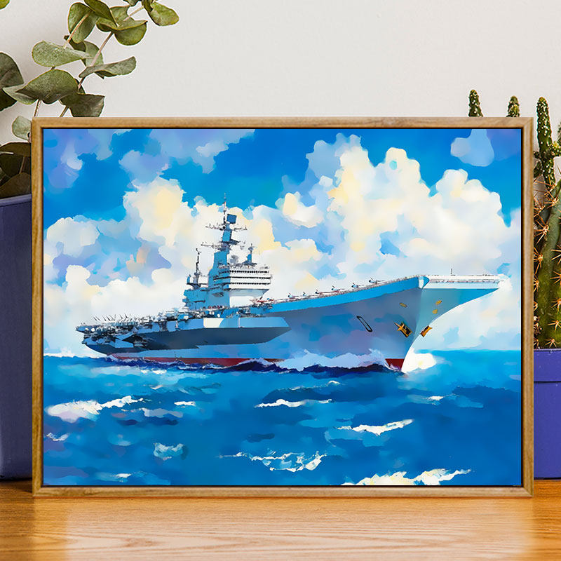 航空母舰自画像 数字油画diy D55高级感治愈手工画填色摆件装饰画