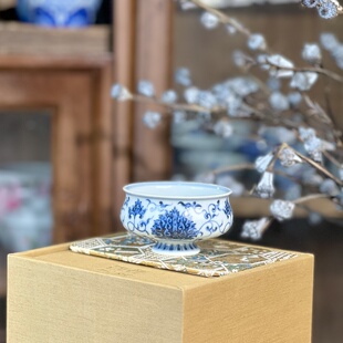 【元煦窑】青花 西番莲高足杯