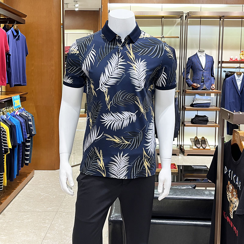 deicae/迪赛男装正品 春夏新品棉氨纶舒适翻领针织短袖t恤男时尚
