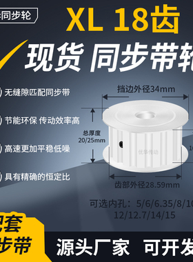 同步带轮XL18齿AF型齿宽16/21内孔4 5 6 6.35 8 1012齿轮带同步轮