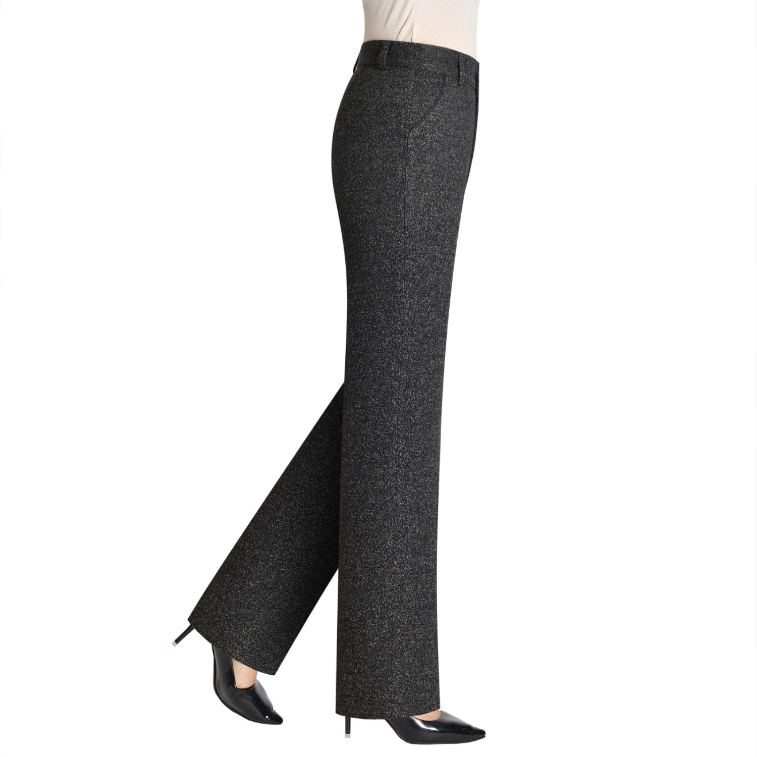 秋冬季新款女裤弹力直筒裤高腰中年妈妈中老年女西裤休闲长裤毛呢