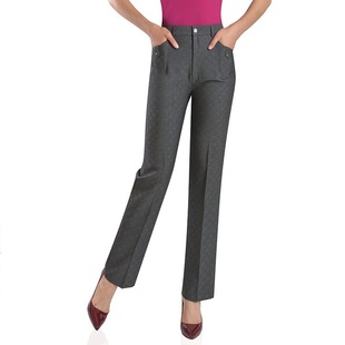 伊玟中老年女裤女装夏款长裤子中年大码西装裤高腰直筒妈妈裤清仓