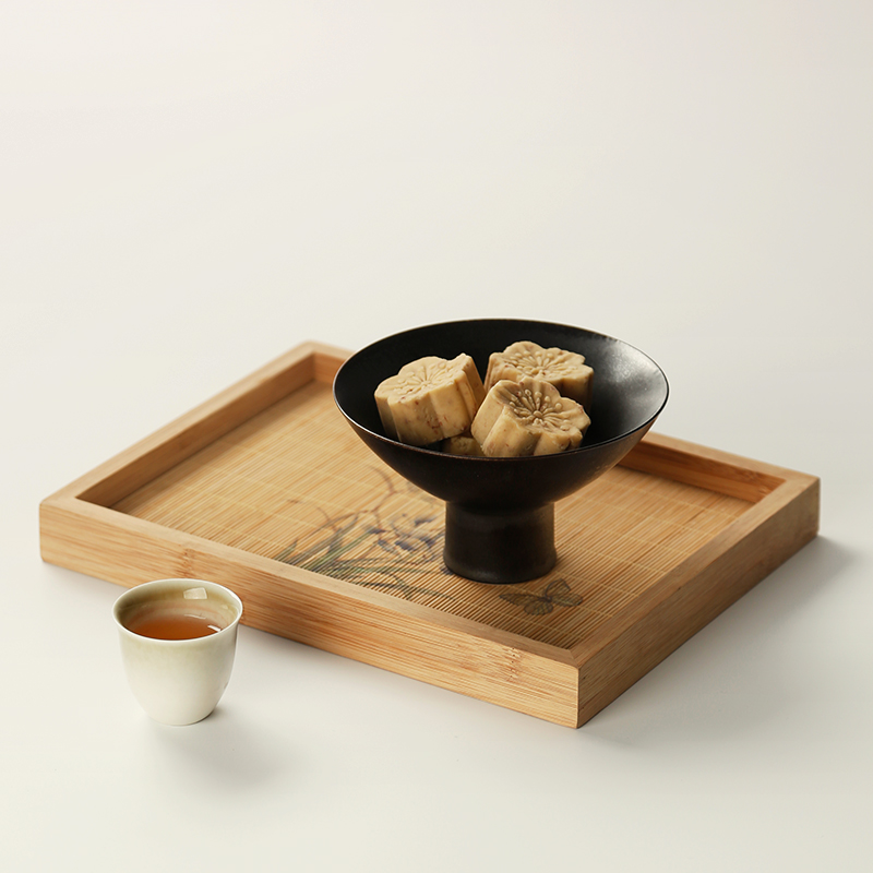 高雅高脚茶点盘复古中式水果盘陶瓷茶食零食茶道茶具点心碟子