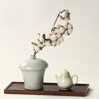 新中式粗陶花瓶复古花器家居干花插花日式禅意桌面摆件陶瓷茶道小